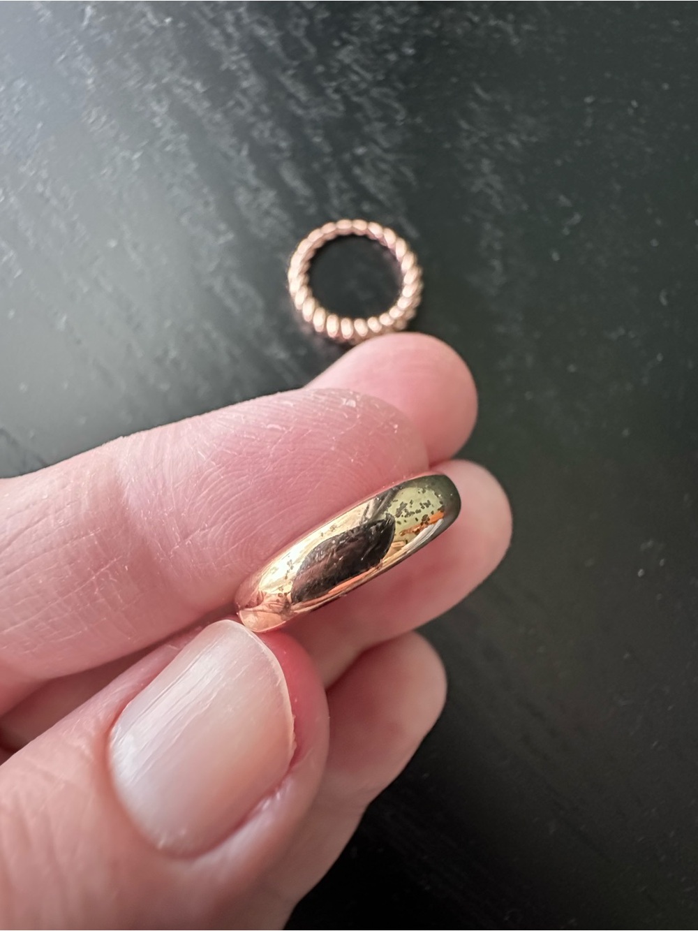 Rose Gold over Sterling Silver Stacking Ring Duo — Dome and Twisted Bands - Picture 7 of 14